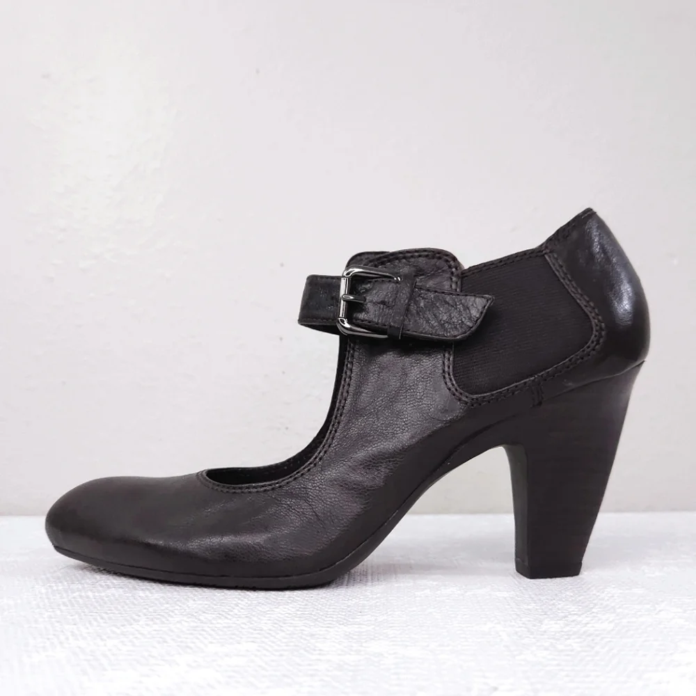 APEPAZZA Brown Leather Mary Jane Pumps US 9.5 - Picture 3 of 10